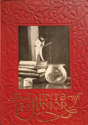 Cover - The Jaunts of Junior. A 1911 photo-montage children's picture book.  Published by Harper & Brothers.  Photographically-illustrated by Arthur B. Phelan.  Story in verse by Lillian B. Hunt.  For more photographically-illustrated picture books, visit www.tracyleshay.com/blog